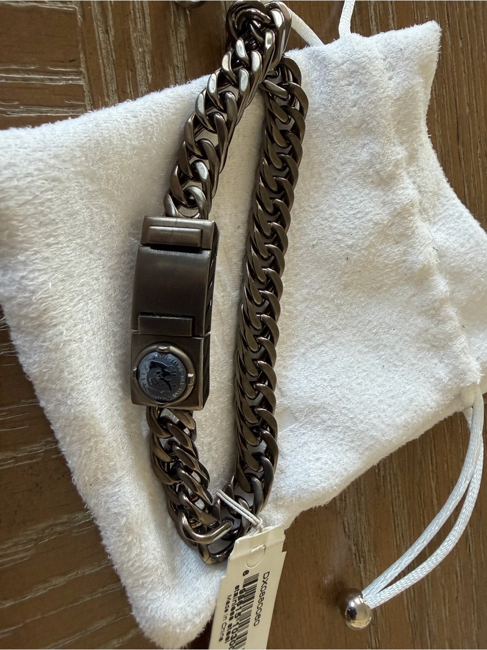 Diesel Men's Steel Chain Bracelet - Gunmetal Finish with Logo